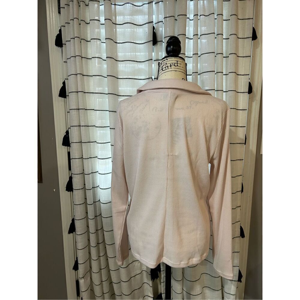 Light Pink Ribbed Gold Button Cardigan Size XL - Picture 5 of 7